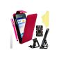 Huawei Ascend Y330 BAAS® - Pink Leather Case Flip Case Cover + 2X Screen Protector + Stylus for Capacitive Touchscreen + Office Support (Electronics)