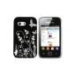 mumbi Butterfly Flowers Case Samsung Galaxy Y Cover (Hard Back) Butterfly Black (Wireless Phone Accessory)