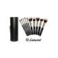 Makeup brush set Cosmetics Kabuki Brush Set - Including brush Storage (cup holder) - 10-piece Premium Make-up Brushes Set (Powder Brush Foundation Brush Incl.) - Ideal for powder, creamy or liquid foundation and other makeup products - A unique gift idea - offer price for a short time!  (Misc.)