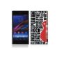 Creator Case for Sony Xperia Z1 - Case / Shell / Cover in white protective, black and red Rigid Plastic (rigid rear) with rock guitar pattern (Electronics)