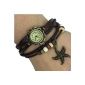 Boolavard® TM clock leather watch bracelet ladies watch Lady quartz beads Bracelet Watch Gift Gift montre de poche B4 (starfish) (clock)