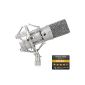 Auna MIC 900S USB condenser microphone for studio recordings including Spider (16mm capsule, cardioid, 320Hz - 18KHz). Silver (Electronics)