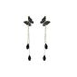 Demarkt Pretty Butterfly Earrings with Long Chain Crystals and Simulated Black Women (Jewelry)