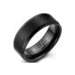 JewelryWe jewelry Width 8mm Tungsten Tungsten Men Women Ring, Matt with beveled edges Partner rings engagement wedding band, Black Size 52-67 - with gift bag (jewelry)