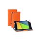 Supremery - Asus Nexus 7 Cover Case Faux Leather Case Protective Skin Cover Case Cover Ultra Slim in Orange (Electronics)