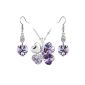 The Premium ® Swarovski crystal earrings earrings clover pendant purple heart set (Jewelry)