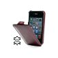 StilGut, Ultra Slim, exclusive leather pouch for Apple iPhone 4 / iphone 4s with check, Bordeaux (Electronics)