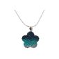 Ladies chain necklace with pendant, glitters element, rhinestones, silver, blue, turquoise, Kistall-white, star, length 39cm, clasp hook, pendant diameter about 1.5cm (jewelry)