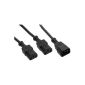 InLine power Y cable (1x IEC power socket, 2x IEC connector, 1.8m) black (accessories)
