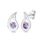 Rafaela Donata Ladies Earrings 925 silver rhodium-plated Cubic Zirconia round cut purple 60,903,038 (jewelry)