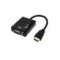 KooPower HDMI to VGA (Black) + Audio Output Cable