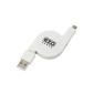 EZOPower Cable Micro USB retractable data transfer / charger - 1 meter / White (Wireless Phone Accessory)