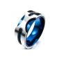 MunkiMix 8mm Stainless Steel Ring Ring Ring Silver Blue Wedding Charm Stylish Stylish Man Size 57 (Jewelry)