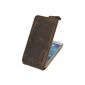 Samsung Galaxy S4 mini (i9195) / Flip-Style Leather Case * GENUINE LEATHER * Mobile Phone Case Case Case Case (Original Suncase®) antique brown