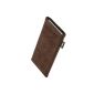 fitBAG Classic Brown cell phone pocket of original Alcantara microfiber lining for Samsung Galaxy Note 4 SM-N910S / SM-N910C (Wireless Phone Accessory)