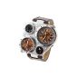 OULM Special Design 4 Dual Dials Japan Movt time Thermmeter Compass Sport Military Men Quartz Wrist Watch - Brown (clock)