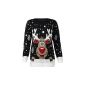 Fast Fashion Ladies Jumper Rudolph Christmas print (EUR (36-38), Black) (Textiles)