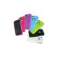 EMPIRE Apple iPhone 4 / 4S pack of 6 S-Shape Poly Pouch Case Cover Skin Case Covers (Black, Hot Pink Rosa, Fluorescent Green, White, Light Blue, Purple) (Wireless Phone Accessory)