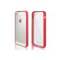 JETech® Ultra Slim Fit iPhone 5 / 5S Carrying Case Hard Case Cover Bumper Case with shock absorbers and shock-absorbing anti-scratch Back for Apple iPhone 5 5S (Red / Pink)) (Accessories)