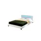 Corium LED upholstered bed (Paris) (white) (140x200) modern bed / PU leather / with mattress /