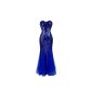 Angel-Female fashions padding sleeves Blue Sequins Tulle Evening Dress (Clothing)