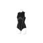 Ladies swimsuit swimsuit Black 029 Tracksuit high back (XXL (44), Black / seams in Ecru) (Misc.)