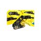 4x Ratchet strap tension belt with ratchet lashing 800kg / 5 meters to EN12195-2 quality color yellow incl. 10x edge protectors Edge protection, iapyx®