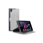 Sony Xperia Z1 phone Leather Case Cover with stand FUNCTION card slots, COVERT Retailverpackung (GREY) (Accessories)