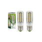 2X MENGS® E27 7W LED Lamp Bulb & pear corn light 48x 5050 SMD LEDs With PC Material (450LM, cool white 6500K, AC 220-240V, 360 ° viewing angle, Ø32 x 98mm) Super energy-saving light-good for heat dissipation