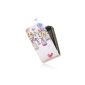 tinxi® PU Faux Leather Case for Samsung Galaxy Ace S5830 S5830i pocket Flipcase protective white flowers with bird cage (Electronics)