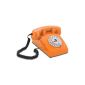 Opis 60s cable - Retro phone sixties vintage design with dial and metal bell (orange) (Office supplies & stationery)