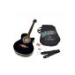 Ts-Ideen acoustic folk guitar with 4/4 part rosewood + Padded + Strap + strings set of parts / Diapason mouth Black (Electronics)