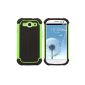 kwmobile® Hybrid Case for Samsung Galaxy S3 i9300 / i9301 S3 Neo in neon green.  TPU inside Case, Hard Case framing!  Ideal for outdoor use and very modern.  (Wireless Phone Accessory)