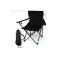 Angler chair, Camping chair - folding with cup holder and carrying case - black