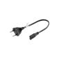 Very short power cord / power cord (flat plug on Euro-8).  30cm.  Black.  (Electronics)