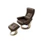 Robas Lund 64026BN5 Relaxsessel Hamilton with stool, Cover: Leather brown Frame: Natural, 83 x 85-110 x 105 cm (household goods)