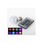 RXYYOS E27 3W LED RGB light color changing lamp bulb and 24key IR remote control (220lm, AC 85 - 265V, 50 X 81mm)
