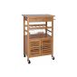 Exclusive Küchenwagen bamboo - with wine rack, fruit basket and drawer - trolley with wheels - Side