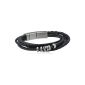 FOSSIL JF85299040 men bracelet leather black stainless steel 23 cm (jewelry)