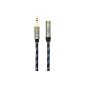 iKross Auxiliary Audio Cable 3.5mm stereo Aux male to 3.5mm Female Jack extension braided nylon connectors 3.5mm For iPhone, iPod, smartphone, tablets and MP3 players - 2 meters / Black and Blue (Electronics)
