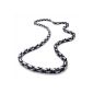 Konov jewelry mens necklace, stainless steel necklace, black and silver, width 5mm, length 55cm (jewelry)