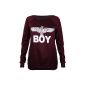 Fast Fashion - Sweatshirt Geek Boy Brooklyn Eagle Printing - Women (EUR (36-38), Boy - Wine) (Clothing)