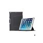 Manna iPad Air iPad 5 Case Cover bag | leather Meerana, black, shiny | Stand function Easystand | Auto Sleep function | CleverStrap headrest attachment and Einhandgurt | Cover Case for iPad Air (Accessories)