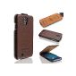 Samsung Galaxy S4 Case - genuine leather handcrafted - NEW - protects against impact damage, scratches and dust - protection of the display against scratches - handmade genuine leather sleeve S4 - for models Galaxy S4 i9500 and i9505 - Handytasche S4 in brown (Electronics)