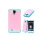 Mavis's Diary 1X Hybrid TPU Silicone Rhinestone Glitter Case Case Case Case Case Protection Case Protective Cover for Samsung Galaxy S4 I9500 I9505 - Pink Pink + White + Light Blue (Electronics)