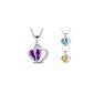 925 Sterling Silver Purple Austrian crystal heart-shaped 925 sterling silver necklace 18 
