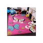 Carpets for Kids Butterfly Pattern In Pink Cream Turquoise, Size: 120x170 cm