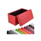 Safe foldable storage ottoman - Red - foldable stool with padded seat - 85 x 40 x 40 cm (W x H) - synthetic leather - VARIOUS COLORS
