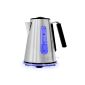 Klarstein Aqua Vera Design stainless steel kettle with LED lighting (fast 2200W, 1,7l, stainless, Cool Touch, wirelessly, without plastic, illuminated in blue) silver (household goods)