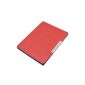 Ultra Slim Cover Magnetic Leather Case Cover with standby eBook Kobo eReader For Aura (AURA KOBO did NOT HD) - Color Red (Electronics)